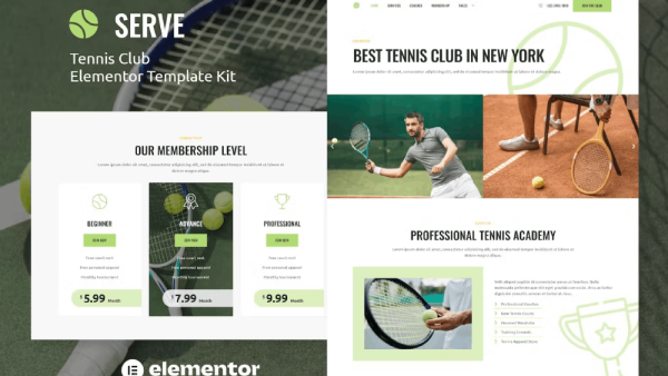 Serve – Tennis School and Sport Club Elementor Template Kit