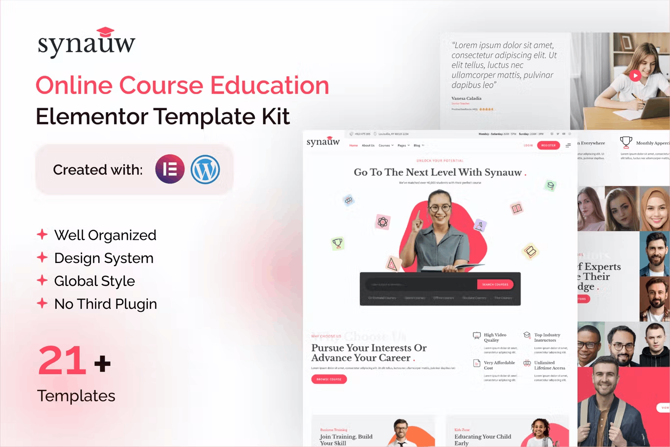 synauw-CoverImage.png Synauw Online Course Education and Learning Elementor Template Kit