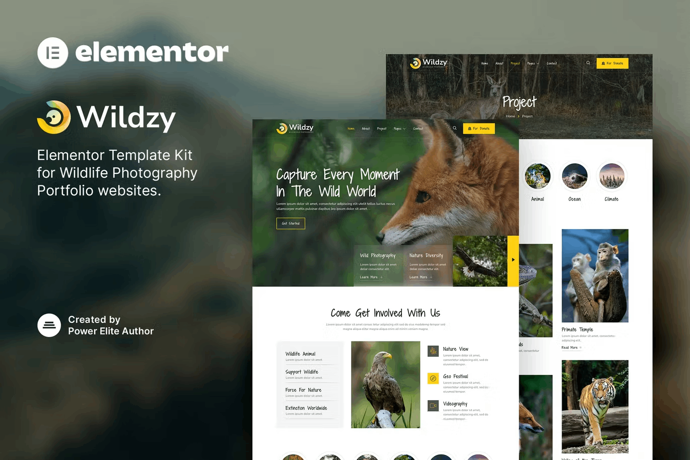 wildzy-cover.png Wildzy and Wildlife Photography Elementor Template Kit