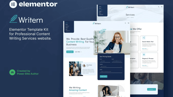 Writern and Content Writing Services Elementor Template Kit